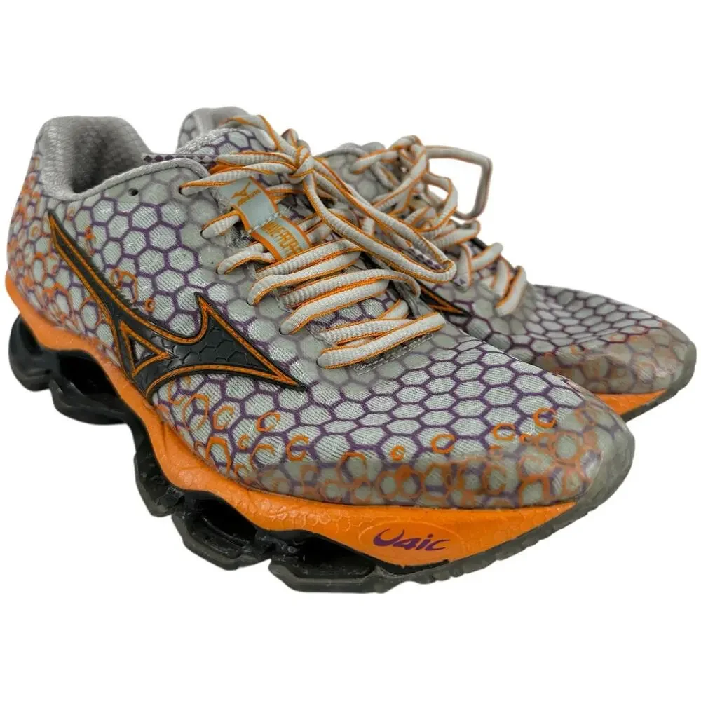 Mizuno Wave Prophecy 3 Running Shoe Sneakers Lace Up Hexagon Orange Purple 7 - Picture 2 of 7